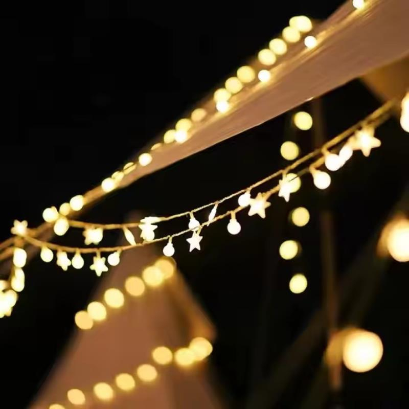 Ghirlanda 10metri 100 becuri  (100 lumini LED) 220V Stele + Mingi, Culoare ALB CALD [2]