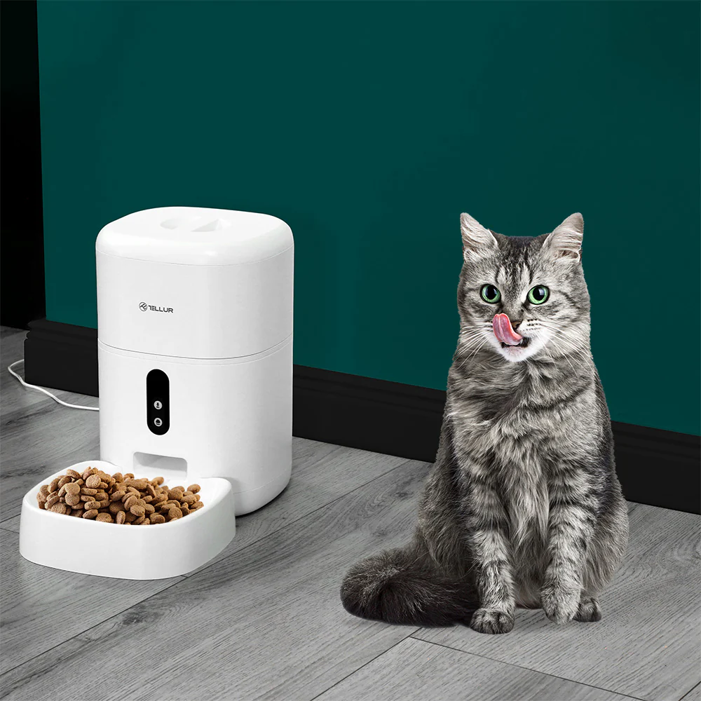 Hrănitor inteligent pentru animale de companie cu camera video , aplicatie telefon, WiFi, cameră UltraHD, 4L, alb, pisici, caini [2]