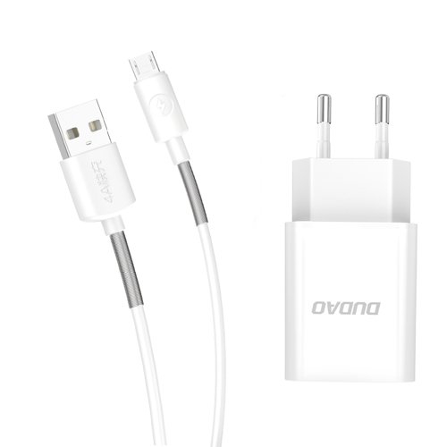 Incarcator Dudao 5V/2.4A QC3.0 Quick Charge 3.0 + cablu micro usb white (A3EU + Micro white [5]