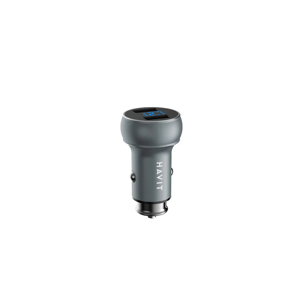 Incarcator auto pentru telefon cu voltmetru 2xusb 3.1A, Havic H214 [1]