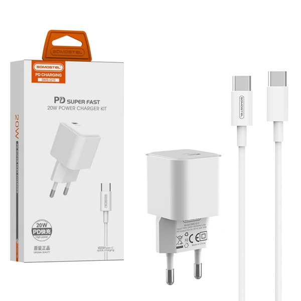 Incarcator cu cablu Type C, 3.6A 20W 1m Power Delivery PD White SMS-Q10 [1]