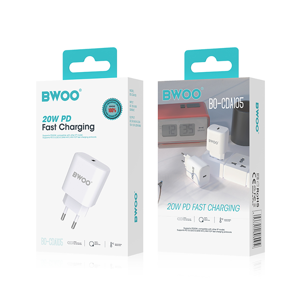 Incarcator Type C, 20W,  BWOO  ABS+PC, BO-CDA105 [2]