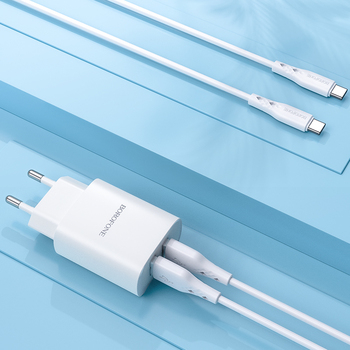 Incarcator cu cablu Type C usb c 2xUSB - 2,1A alb Borofone BN2 Super [4]