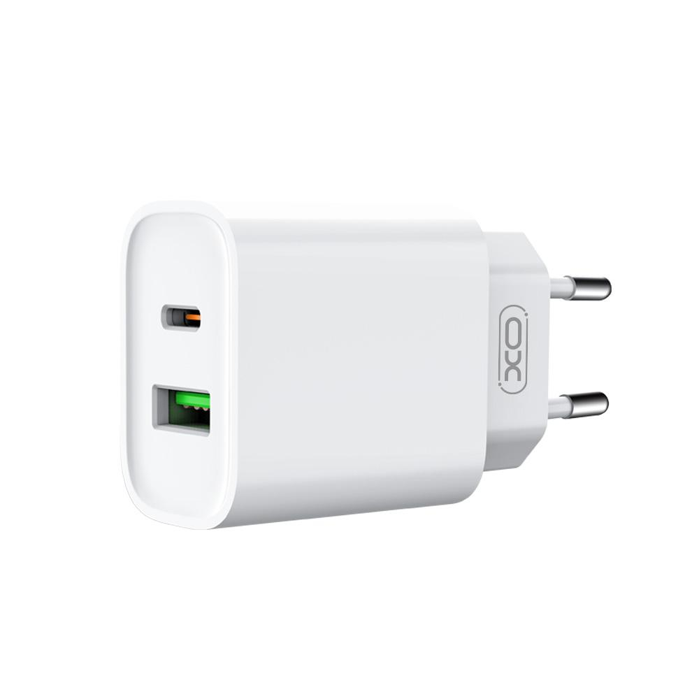 Incarcator retea  PD 20W QC 3.0 18W 1x USB 1x USB-C white, XO CE02A [2]