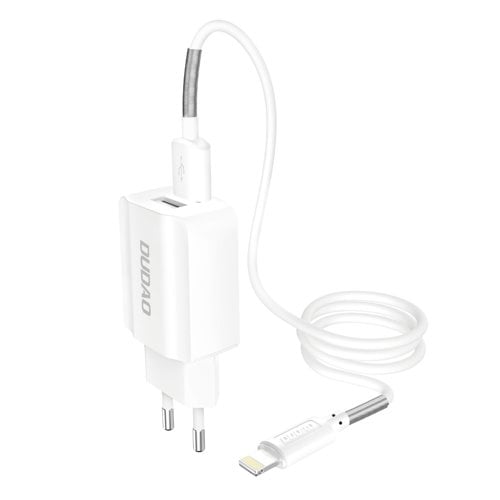 Incarcator iPhone Dudao cu cablu iPhone 2x USB 5V / 2.4A + Lightning cable white [1]