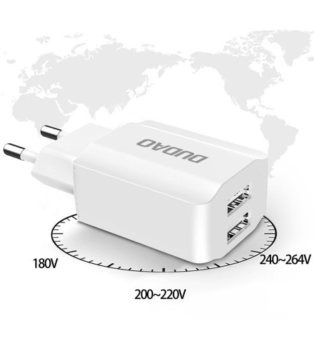 Incarcator iPhone Dudao cu cablu iPhone 2x USB 5V / 2.4A + Lightning cable white [3]