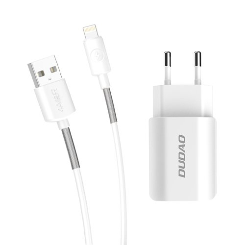 Incarcator iPhone Dudao cu cablu iPhone 2x USB 5V / 2.4A + Lightning cable white [7]