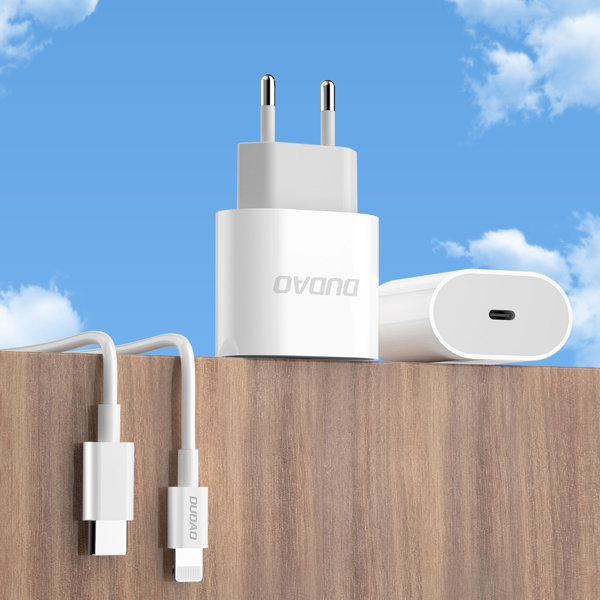Incarcator cu cablu iPhone Dudao A8SEU PD USB-C Charger +PD cable 20W White [4]