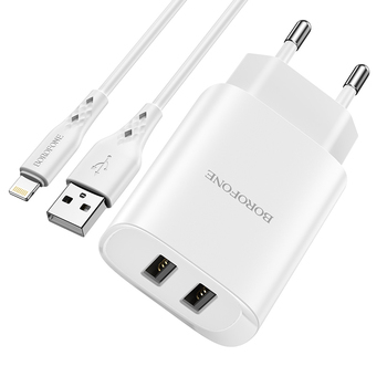 Incarcator iPhone Borofone cu cablu BN2 Super - 2xUSB - 2,1A [5]