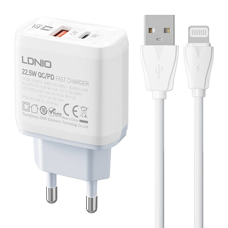Incarcator iPhone cu Cablu Lighting LDNIO  22.5W + cablu Lightning [5]