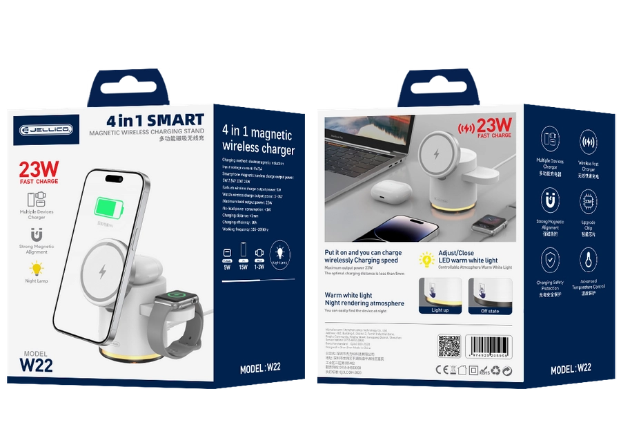Incarcator Wireless iPhone MagSafe Statie incarcare ,3in1 W22 15W White,jellico [4]