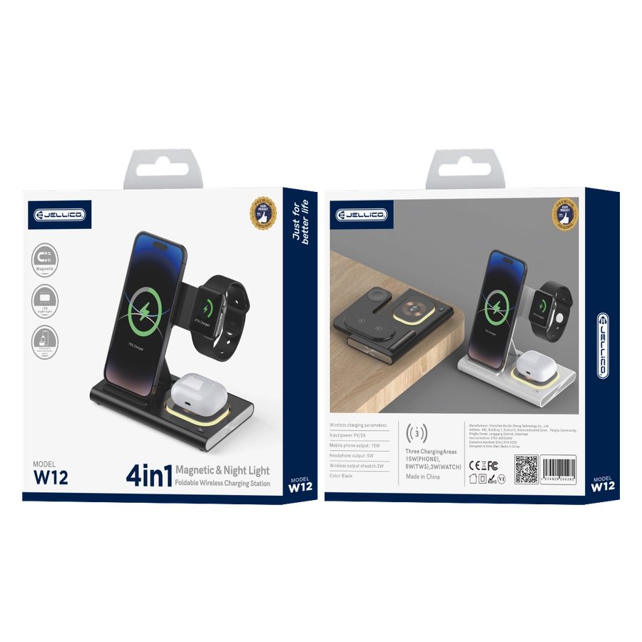 Incarcator Wireless iPhone MagSafe Statie incarcare , 3in1 W12 15W Black [6]