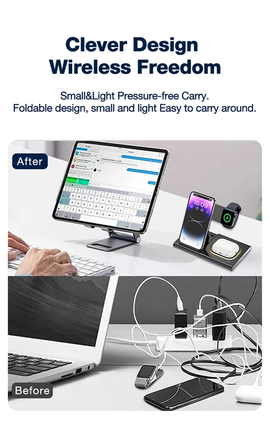 Incarcator Wireless iPhone MagSafe Statie incarcare , 3in1 W12 15W Black [4]