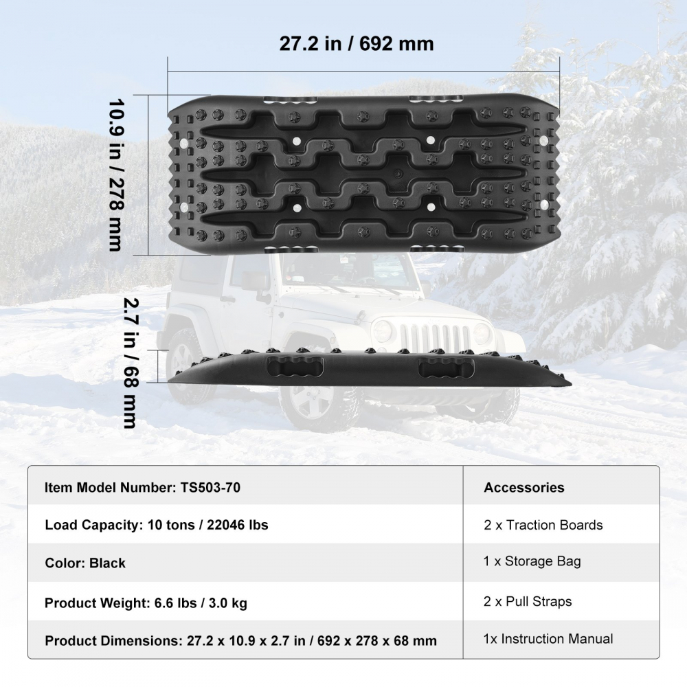 Plăci de tracțiune cu PP pentru noroi, zăpadă, nisip, sac de depozitare scurt negru, maverick, offroad [5]