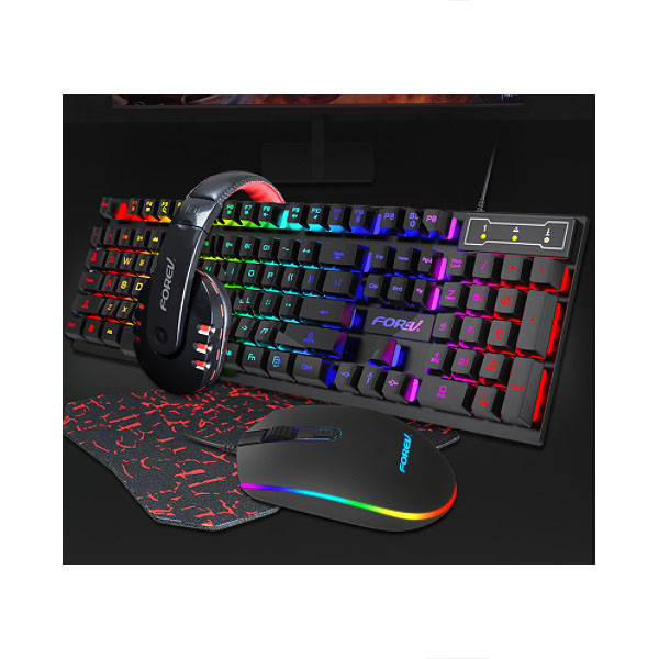 Set 4 in 1 Kit Mouse cu Tastatura Forev Keyboard + mouse pc Wired Led 4in1 FV-Q809 Gaming [2]