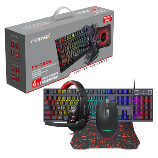 Set 4 in 1 Kit Mouse cu Tastatura Forev Keyboard + mouse pc Wired Led 4in1 FV-Q809 Gaming [3]