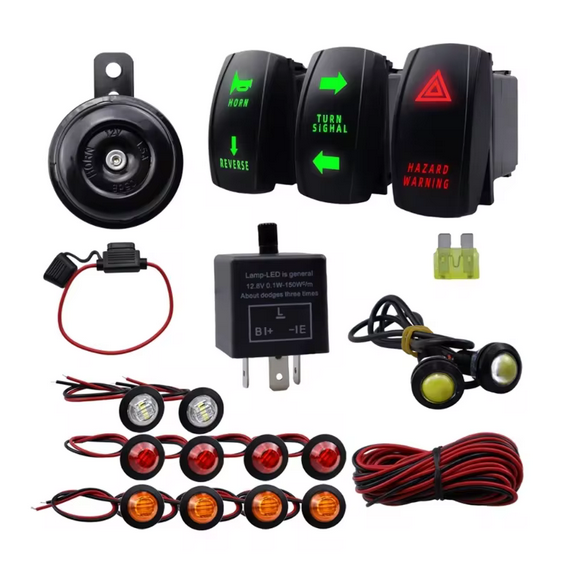 Kit semnalizare universal, claxon, marsalier, atv , ssv, cana am, polaris, segway, cf moto, buton [1]
