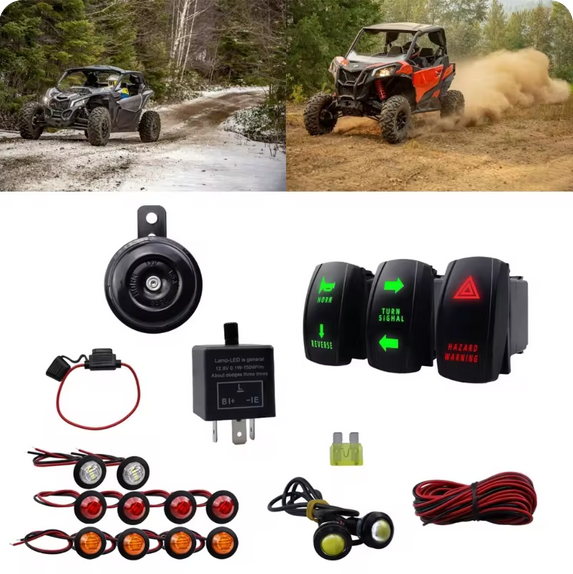 Kit semnalizare universal, claxon, marsalier, atv , ssv, cana am, polaris, segway, cf moto, buton [3]
