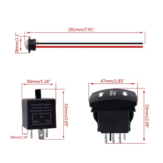 Kit semnalizare universal, claxon, marsalier, atv , ssv, cana am, polaris, segway, cf moto, buton [2]