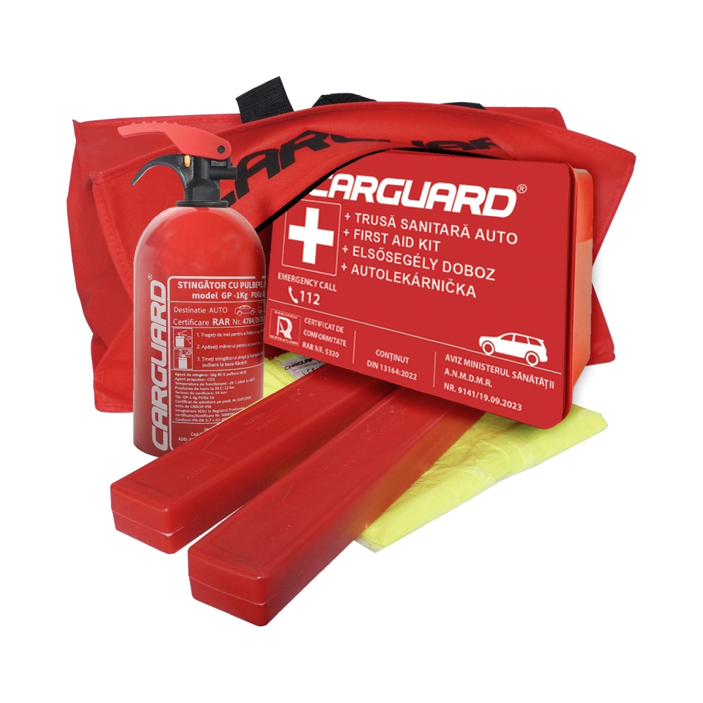 Kit siguranță auto obligatoriu omologat R.A.R , evita amenda pentru trusa medicala si stingator [2]