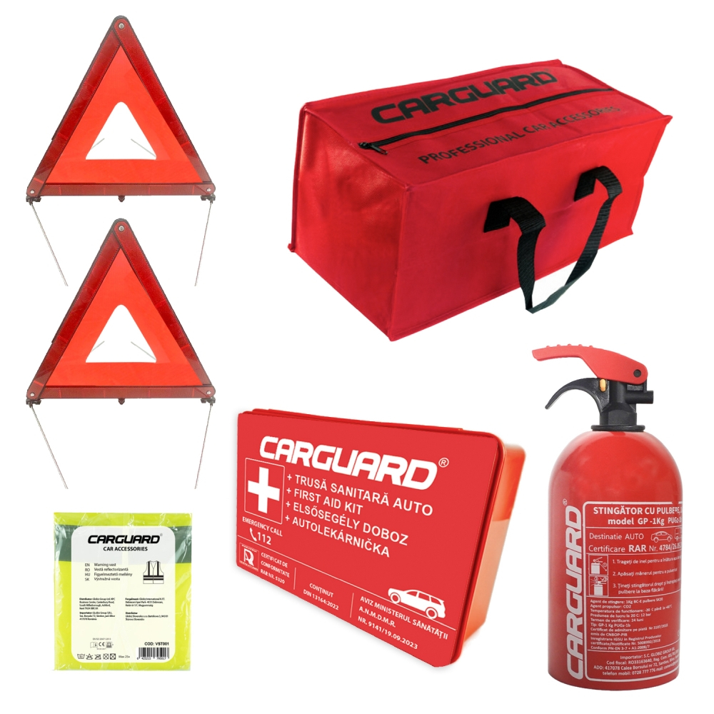 Kit siguranță auto obligatoriu omologat R.A.R , evita amenda pentru trusa medicala si stingator [1]