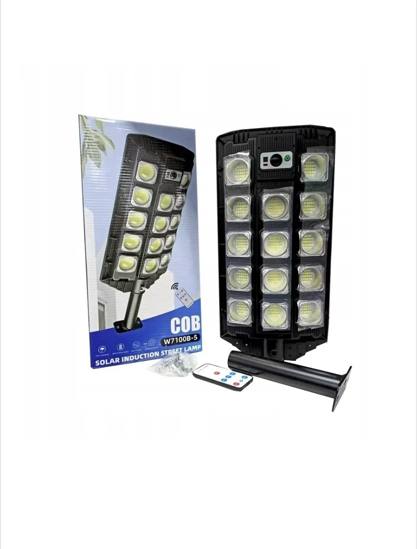Lampa solara stradala LED 47cm, Senzori de miscare, Panou solar incorporat, Brat de montare si telecomanda cu functii multiple de setare a intensitatii luminoase si timpului de functionare, 287 SMD [1]