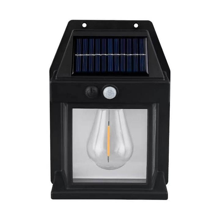 Lampa solara de perete, impermeabila in curte exterioare, lumina decorativa, Negru [1]