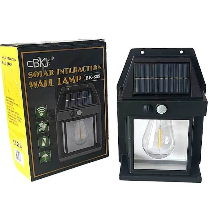 Lampa solara de perete, impermeabila in curte exterioare, lumina decorativa, Negru [3]