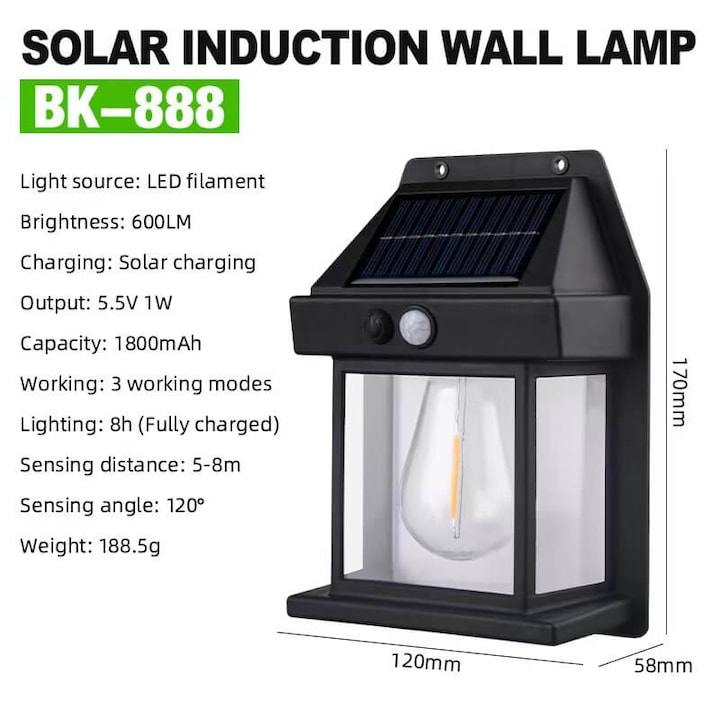 Lampa solara de perete, impermeabila in curte exterioare, lumina decorativa, Negru [4]