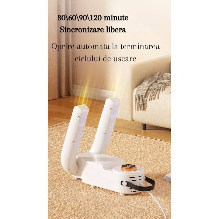 Uscator incaltaminte antibacterian, Electric si Inteligent, Sterilizant, Dezodorizant, Dezumidificator, Timer, Multifunctional si Portabil, Alb [5]