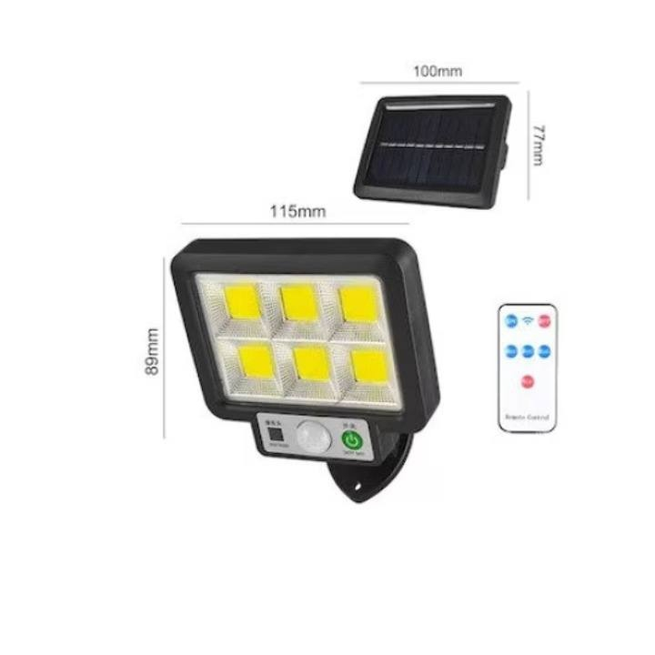 Set 2 lampi solare 30/50w, cu senzori de amurg, miscare si lumina, 3 moduri functionare, telecomanda, Negru, lampa solara [3]