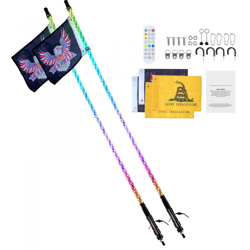 LED Whip Light 2buc  91cm  RGB Antenă spirală Lumină Aplicație de la distanță ATV UTV RZR, canam, cfmoto,polaris [9]