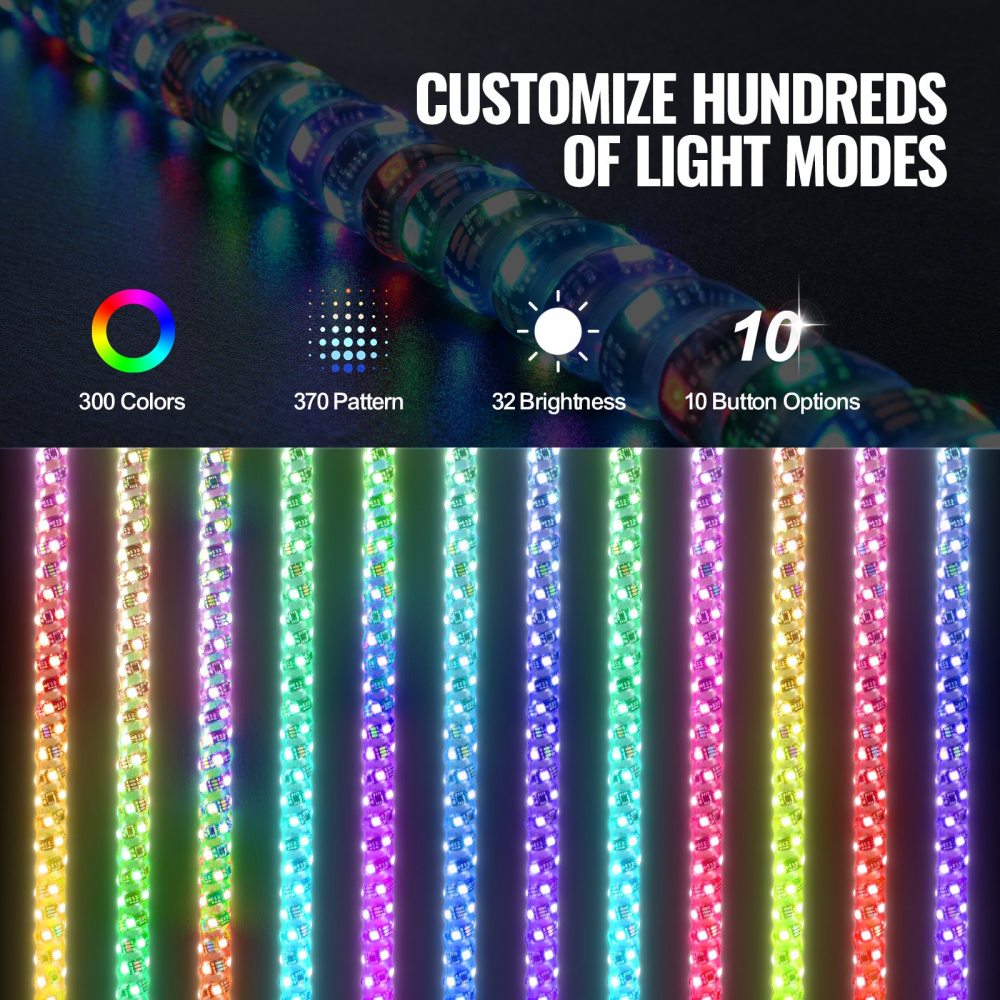 LED Whip Light 2buc  152cm  RGB Antenă spirală Lumină Aplicație de la distanță ATV UTV RZR, canam, cfmoto,polaris [4]