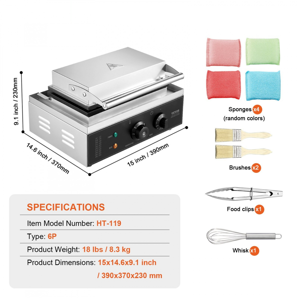 Masina de facut Wafle Waffle tip HotDog, profesionala , horeca, 1500w, vafe [4]