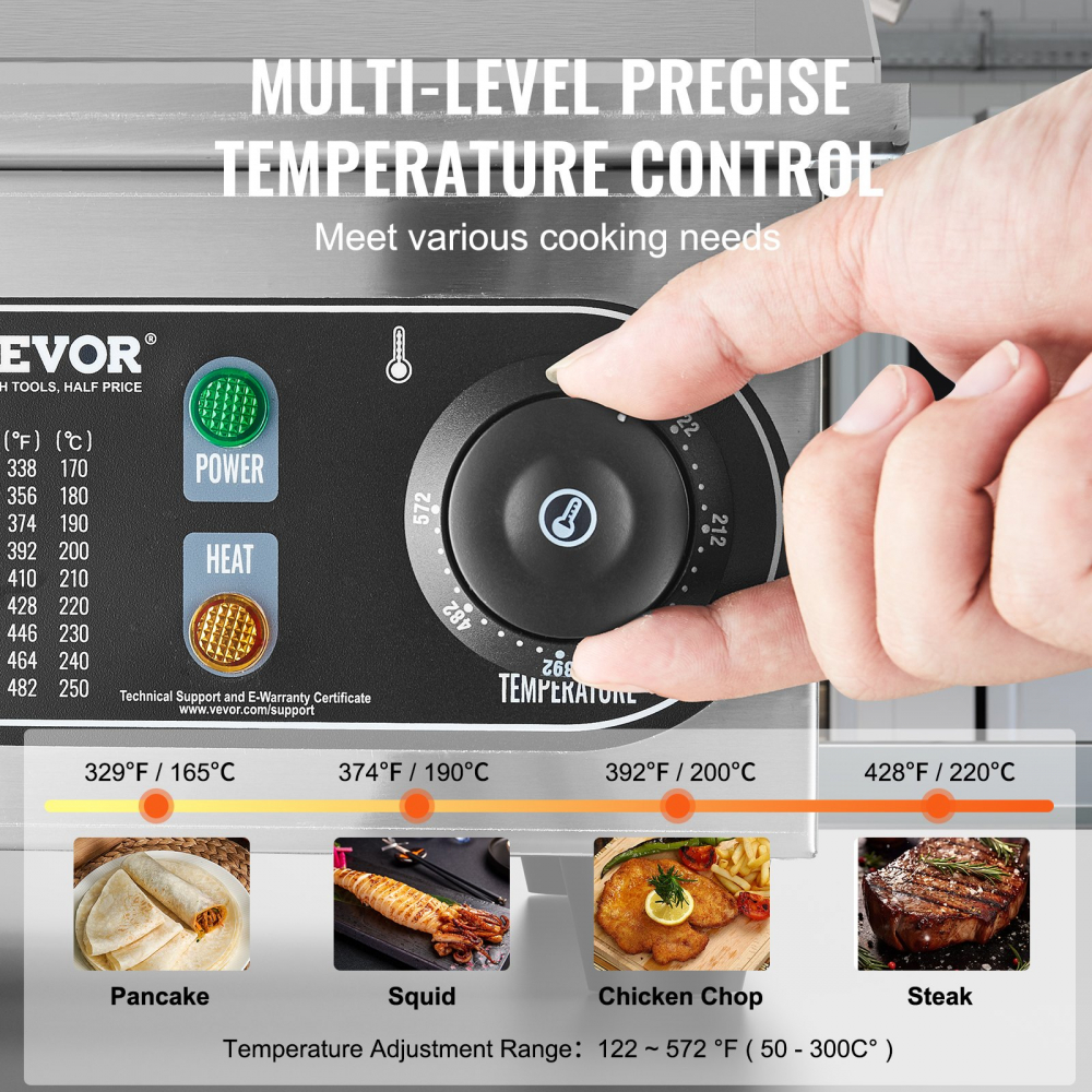 Grătar electric comercial 4000 W grătar plat, 50°C 300°C, 66cm, otel inoxidabil 201, Horeca [6]