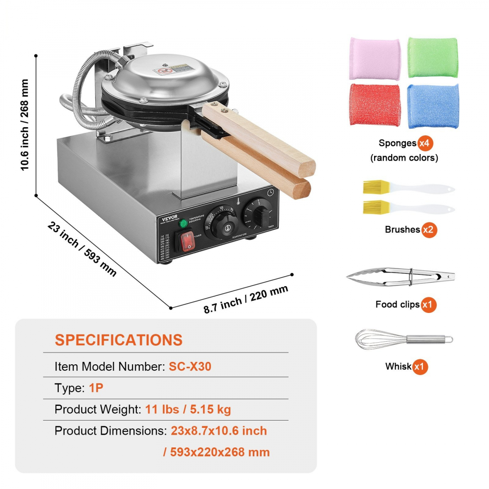 Masina de facut Wafle Waffle tip Bule, profesionala , horeca, 1400w, vafe [5]