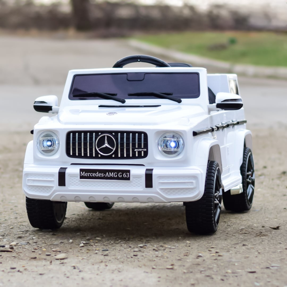 Mașinuță electrică Mercedes G63 AMG albă față Premium [2]