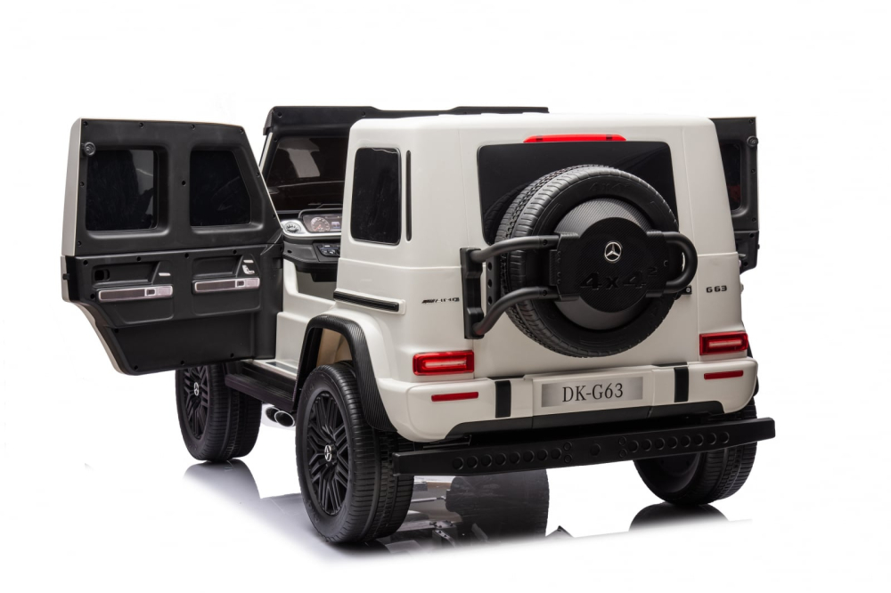 Mașinuță electrică Mercedes G63 albă 2 locuri 4x4 800W față [4]