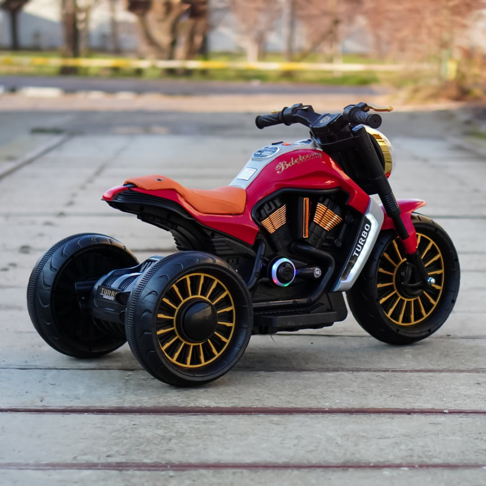 motocicleta electrica copii 3 roti 12v 70w bluetooth rosu motor copii stabil [3]