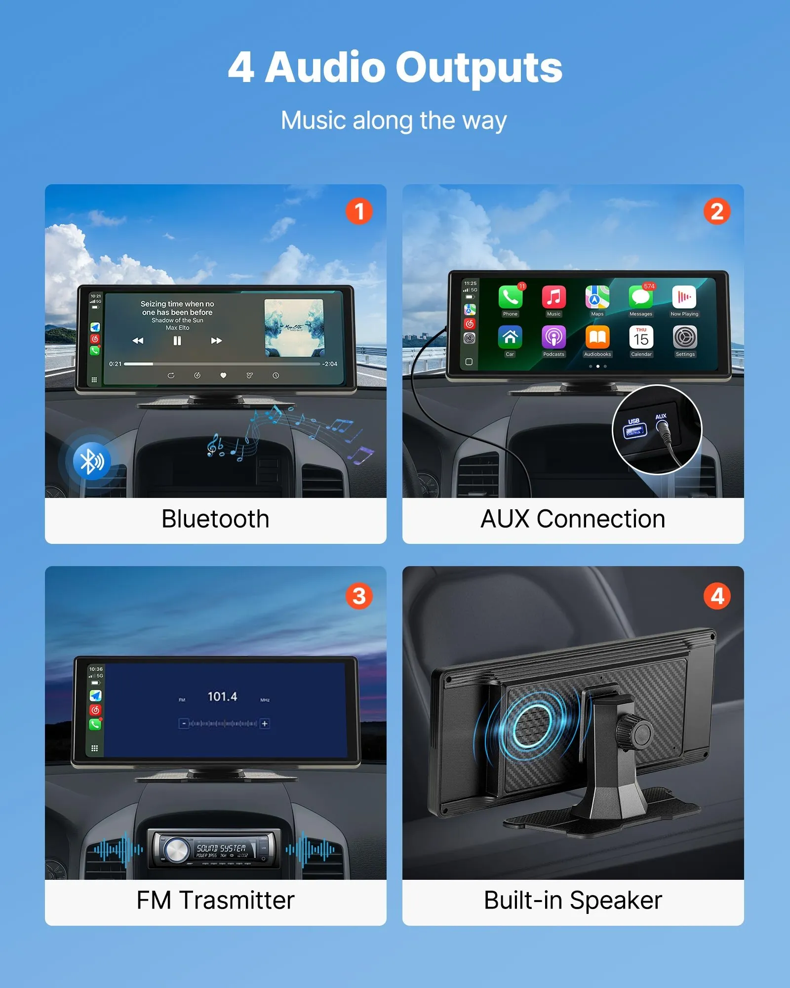 Navigatie Auto Multimedia Android, Apple CarPlay, Bluetooth, Transmitator FM, Negru [3]