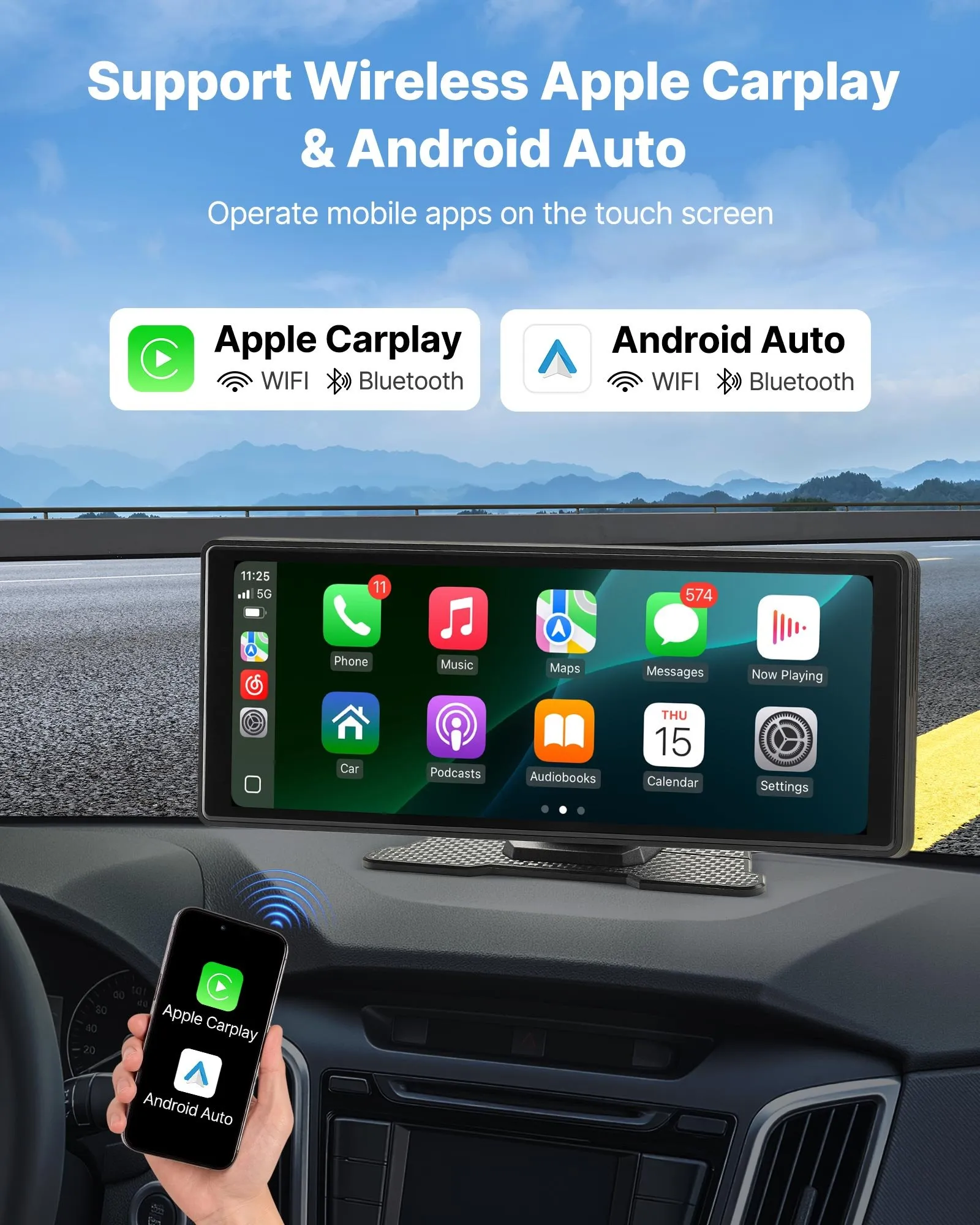 Navigatie Auto Multimedia Android, Apple CarPlay, Bluetooth, Transmitator FM, Negru [2]