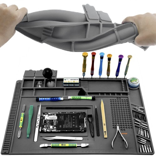 Pad Silicon banc lucru profesional service gsm ,organizator, 30x45cm , negru [4]