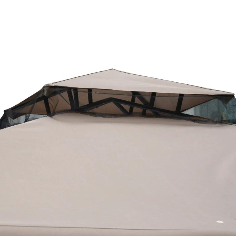 Pavilion/foisor pentru gradina/terasa, cadru metalic, cu perdele, cafeniu, 2.94x2.94x2.65 m, cu Plasa tantari insecte [4]