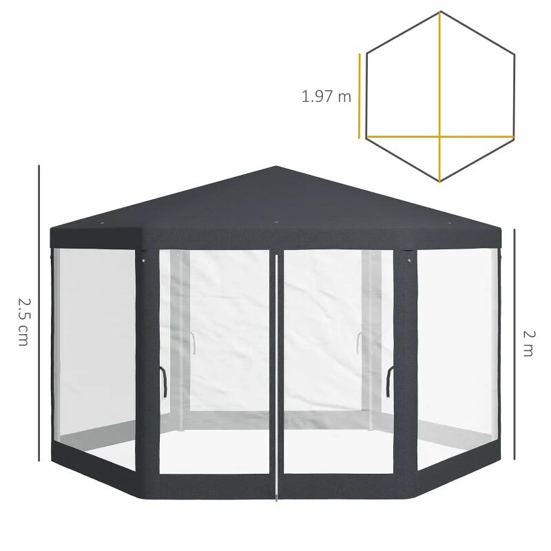 Pavilion/foisor pentru gradina/terasa, cadru metalic, cu plasa anti tantari, 3.94x3.94x2.5 m [8]
