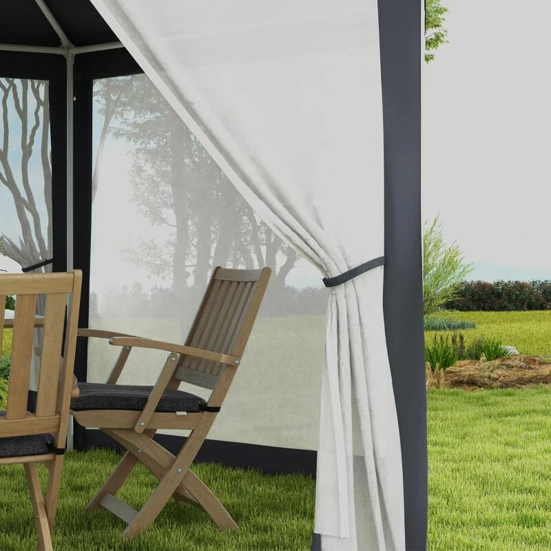 Pavilion/foisor pentru gradina/terasa, cadru metalic, cu plasa anti tantari, 3.94x3.94x2.5 m [4]