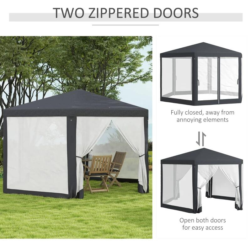 Pavilion/foisor pentru gradina/terasa, cadru metalic, cu plasa anti tantari, 3.94x3.94x2.5 m [7]