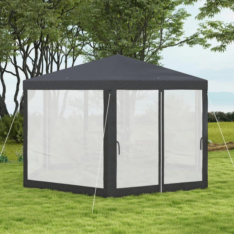 Pavilion/foisor pentru gradina/terasa, cadru metalic, cu plasa anti tantari, 3.94x3.94x2.5 m [5]