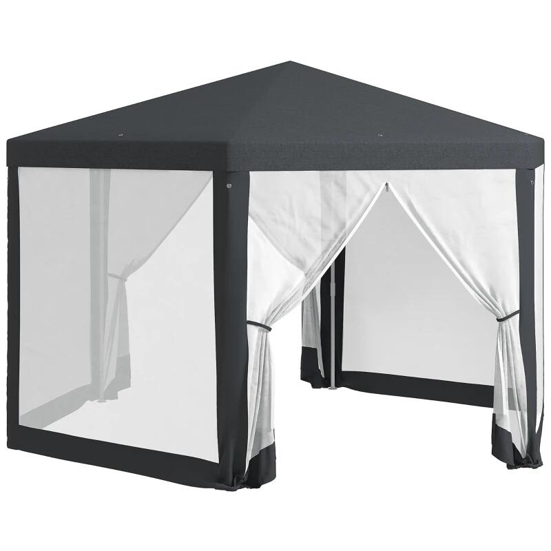 Pavilion/foisor pentru gradina/terasa, cadru metalic, cu plasa anti tantari, 3.94x3.94x2.5 m [9]