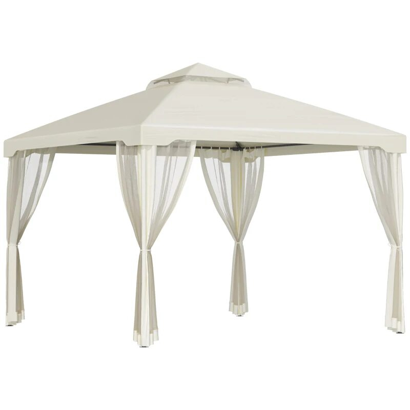 Pergola / Pavilion/foisor pentru gradina/terasa, cadru metalic, cu plasa anti tantari, bej, 2.95x2.95x2.63 m [2]