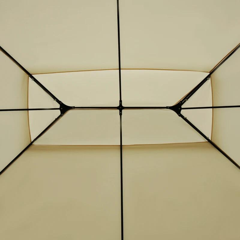 Pavilion/foisor pentru gradina/terasa, cadru metalic, cu perdele, crem, 4x3x2.65 m [6]